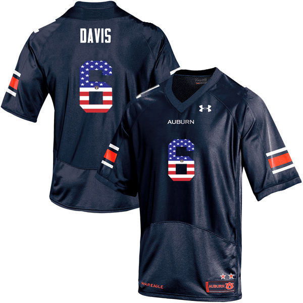 Men #6 Carlton Davis Auburn Tigers USA Flag Fashion College Football Jerseys-Navy - Click Image to Close